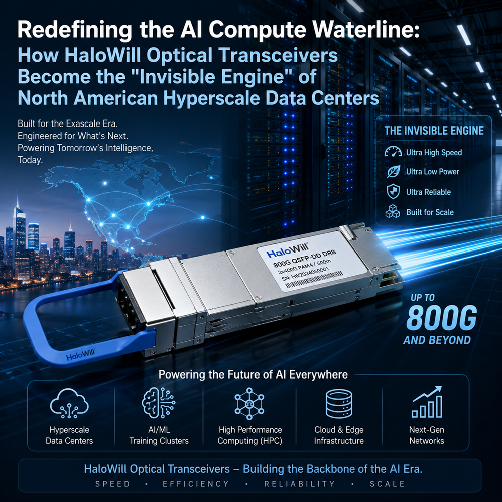 Redefining the AI Compute Waterline: How HaloWill Optical Transceivers Become the "Invisible Engine" of North American Hyperscale Data Centers