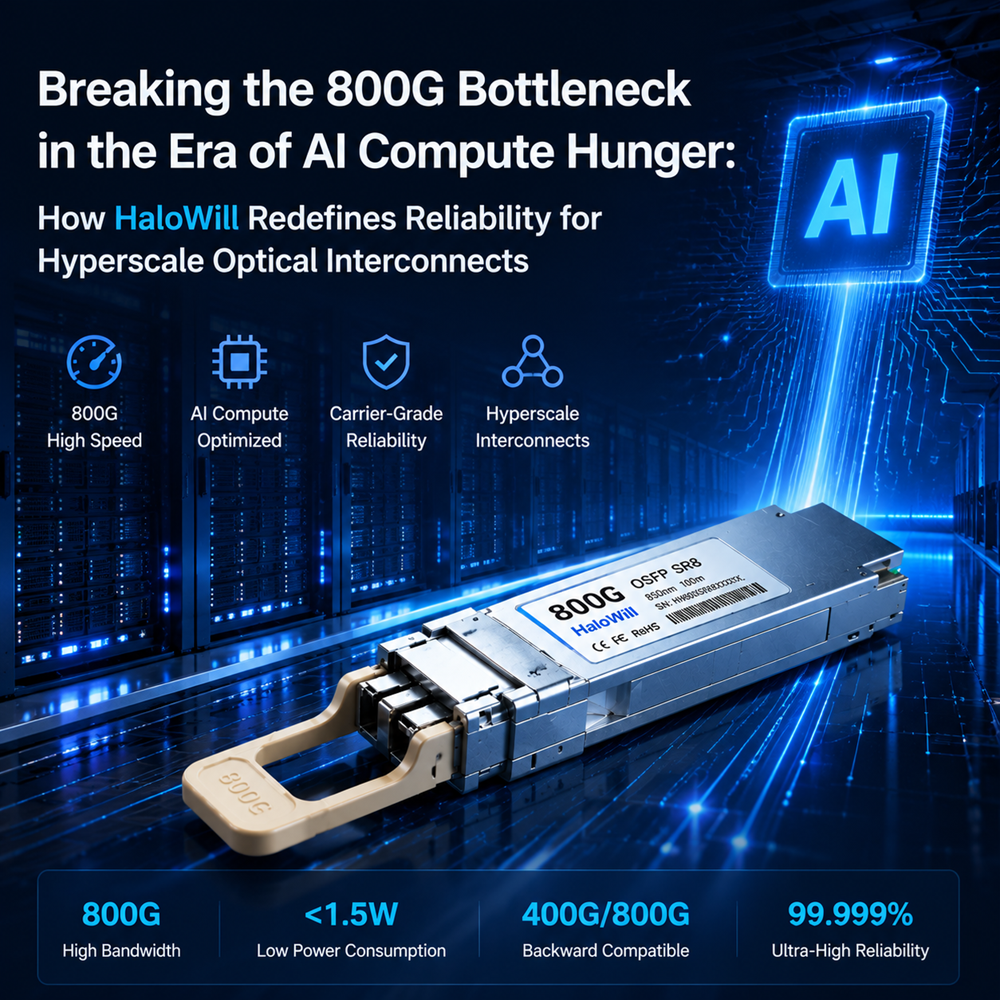 Breaking the 800G Bottleneck in the Era of AI Compute Hunger: How HaloWill Redefines Reliability for Hyperscale Optical Interconnects