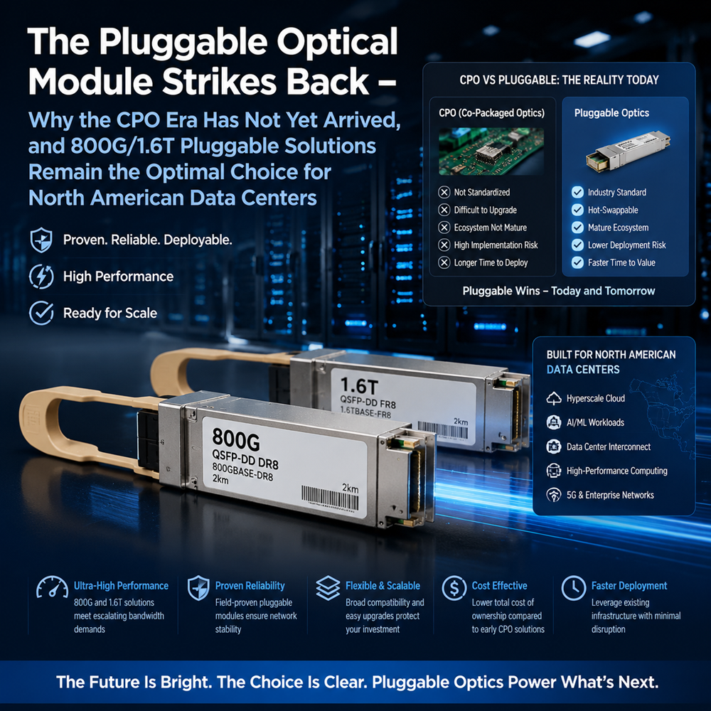 The Pluggable Optical Module Strikes Back – Why the CPO Era Has Not Yet Arrived, and 800G/1.6T Pluggable Solutions Remain the Optimal Choice for North American Data Centers