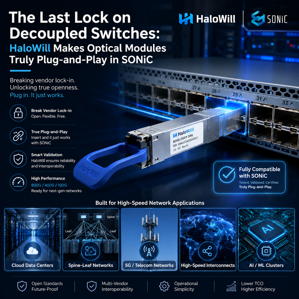 The Last Lock on Decoupled Switches: HaloWill Makes Optical Modules Truly Plug-and-Play in SONiC