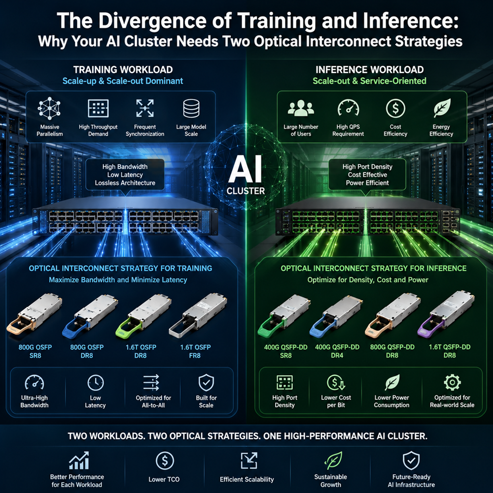 The Divergence of Training and Inference: Why Your AI Cluster Needs Two Optical Interconnect Strategies