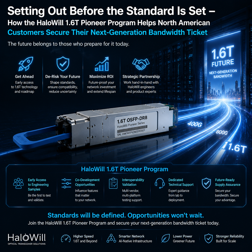 Setting Out Before the Standard Is Set — How the HaloWill 1.6T Pioneer Program Helps North American Customers Secure Their Next-Generation Bandwidth Ticket