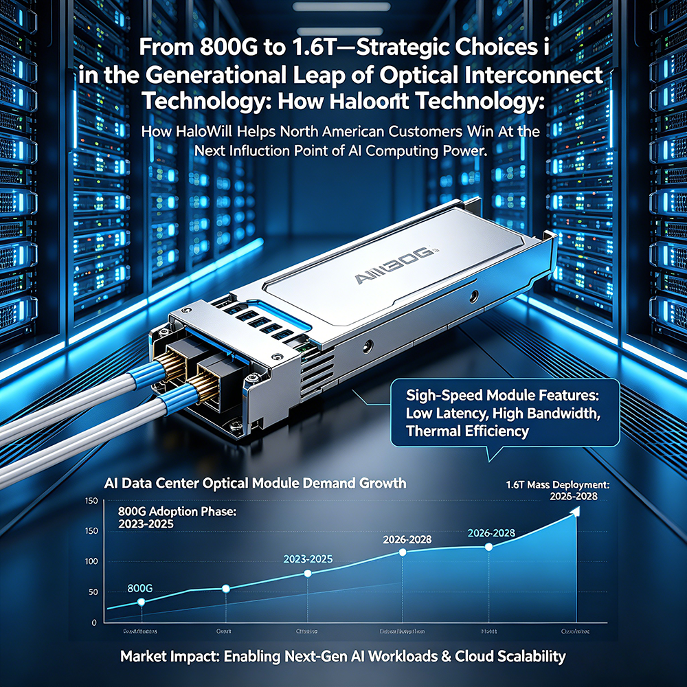 From 800G to 1.6T—Strategic Choices in the Generational Leap of Optical Interconnect Technology: How HaloWill Helps North American Customers Win at the Next Inflection Point of AI Computing Power