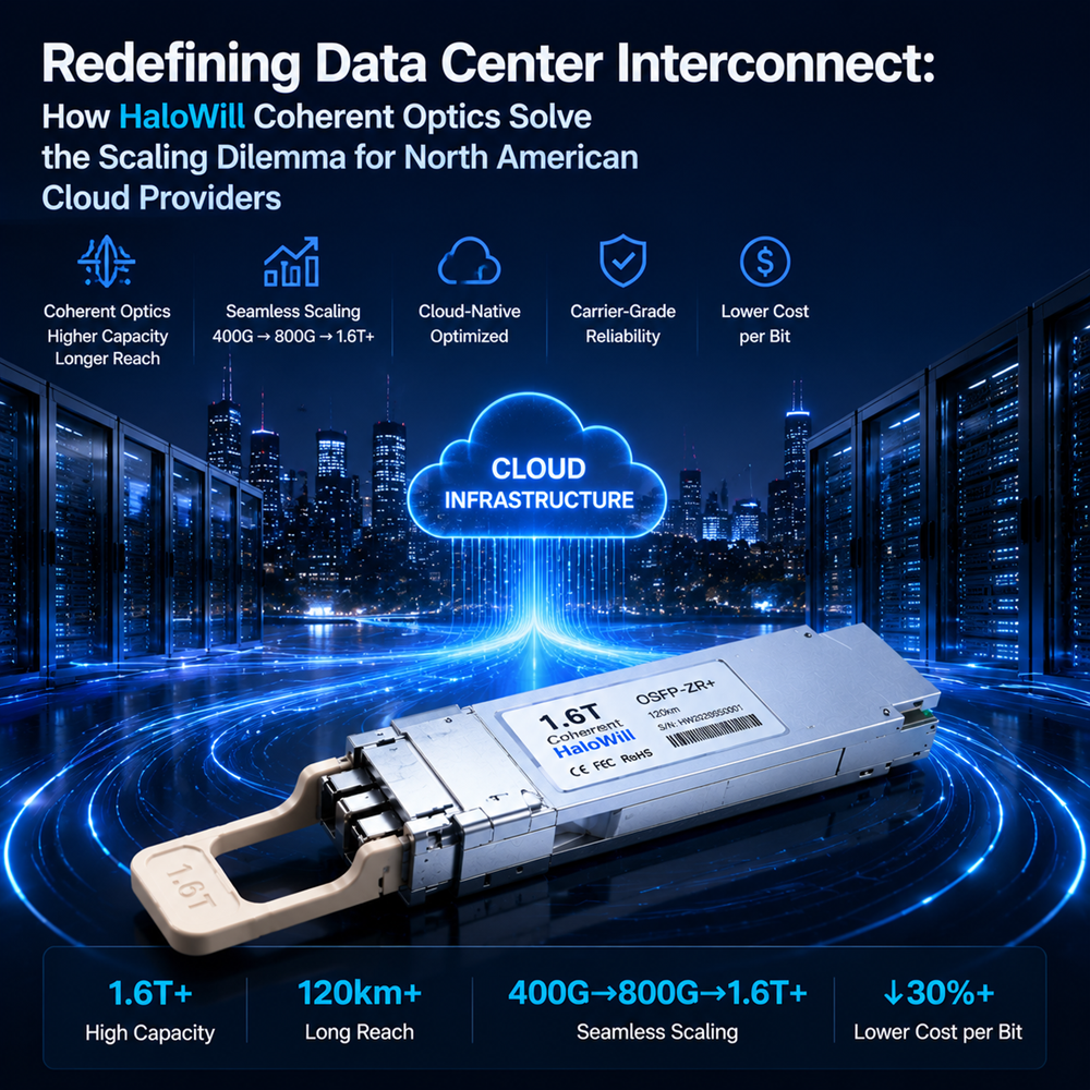 Redefining Data Center Interconnect: How HaloWill Coherent Optics Solve the Scaling Dilemma for North American Cloud Providers