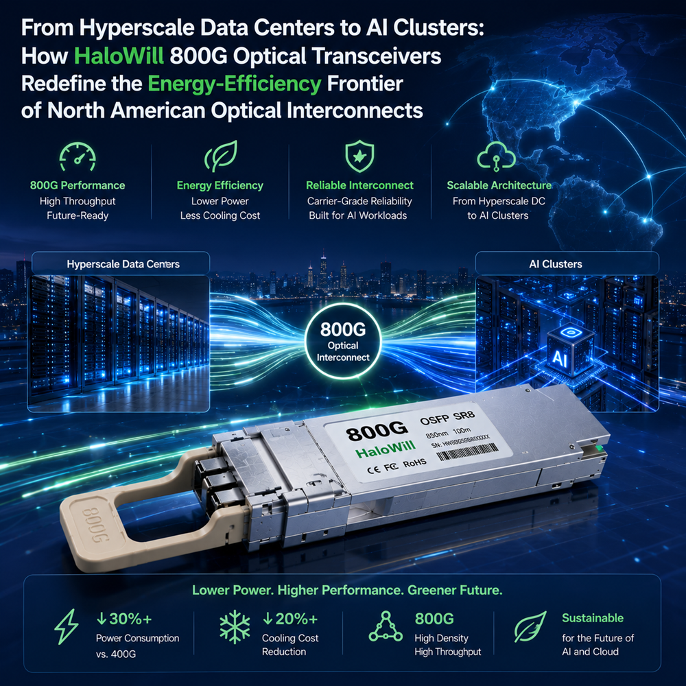 From Hyperscale Data Centers to AI Clusters: How HaloWill 800G Optical Transceivers Redefine the Energy-Efficiency Frontier of North American Optical Interconnects