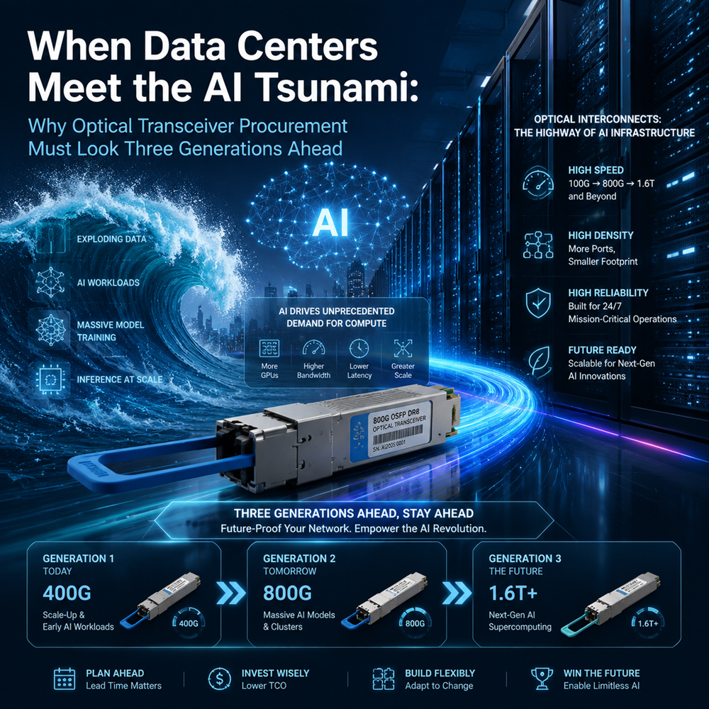 When Data Centers Meet the AI Tsunami: Why Optical Transceiver Procurement Must Look Three Generations Ahead