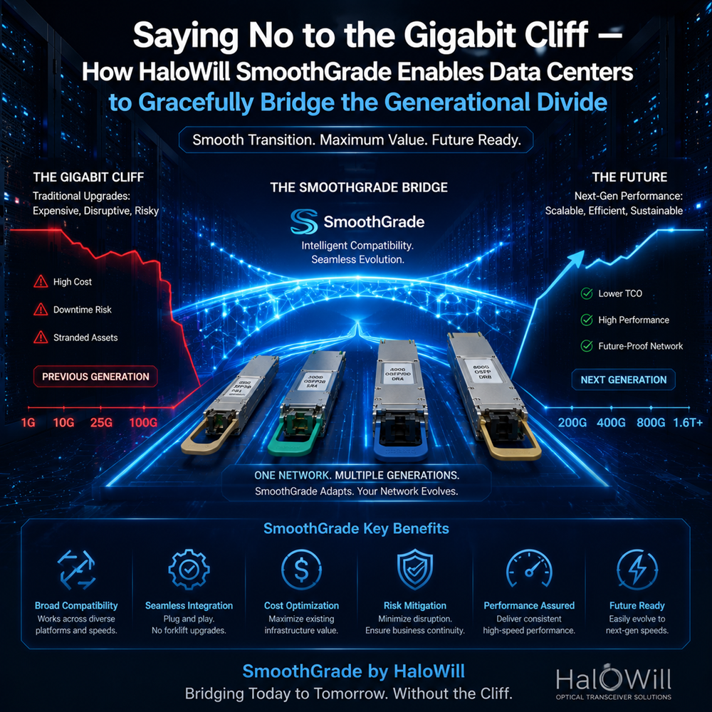 Saying No to the Gigabit Cliff — How HaloWill SmoothGrade Enables Data Centers to Gracefully Bridge the Generational Divide