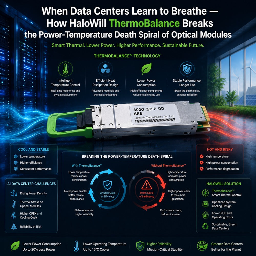 When Data Centers Learn to Breathe — How HaloWill ThermoBalance Breaks the Power-Temperature Death Spiral of Optical Modules
