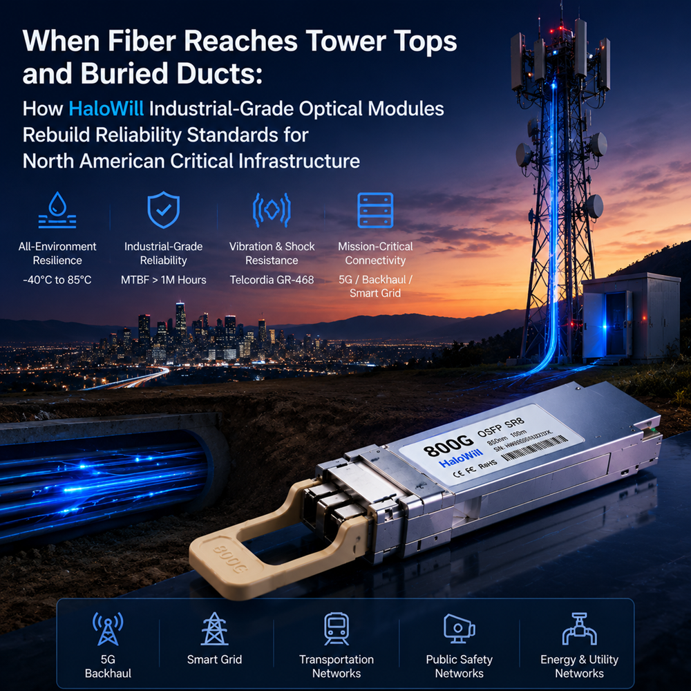 When Fiber Reaches Tower Tops and Buried Ducts: How HaloWill Industrial-Grade Optical Modules Rebuild Reliability Standards for North American Critical Infrastructure