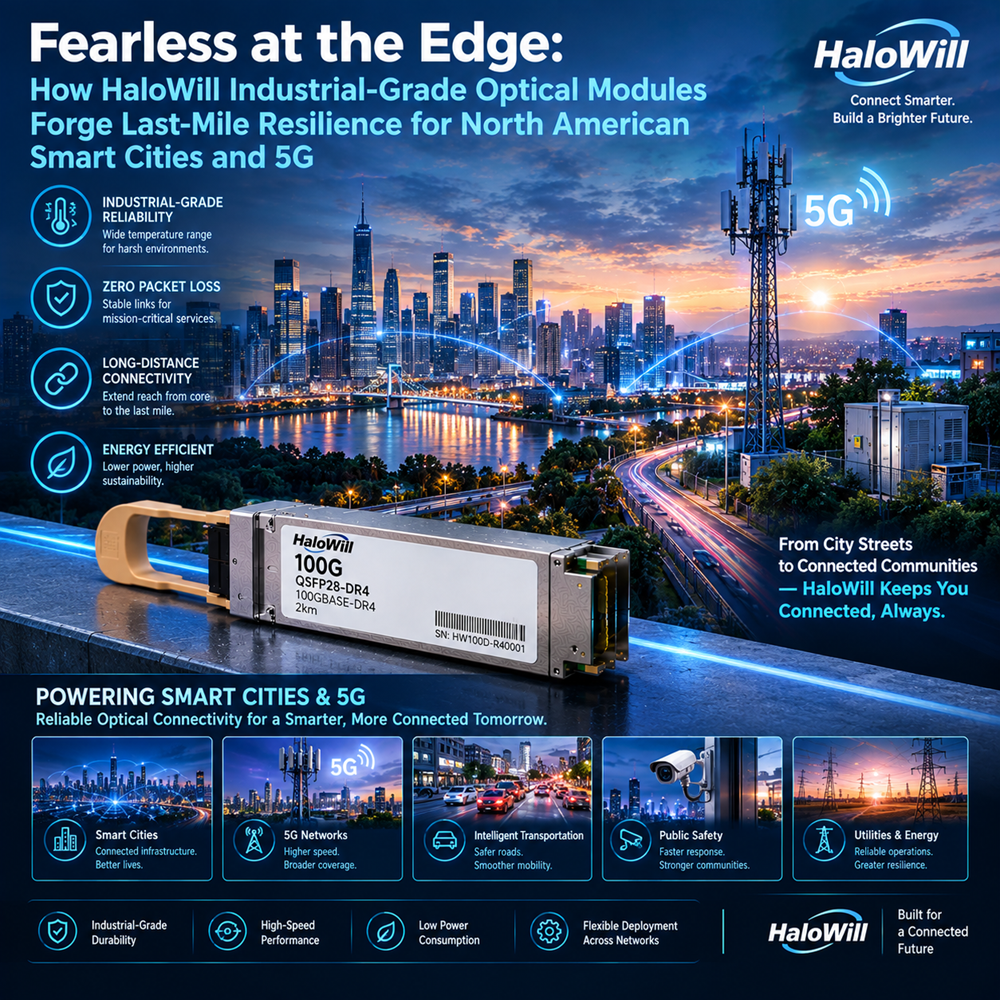Fearless at the Edge: How HaloWill Industrial-Grade Optical Modules Forge Last-Mile Resilience for North American Smart Cities and 5G