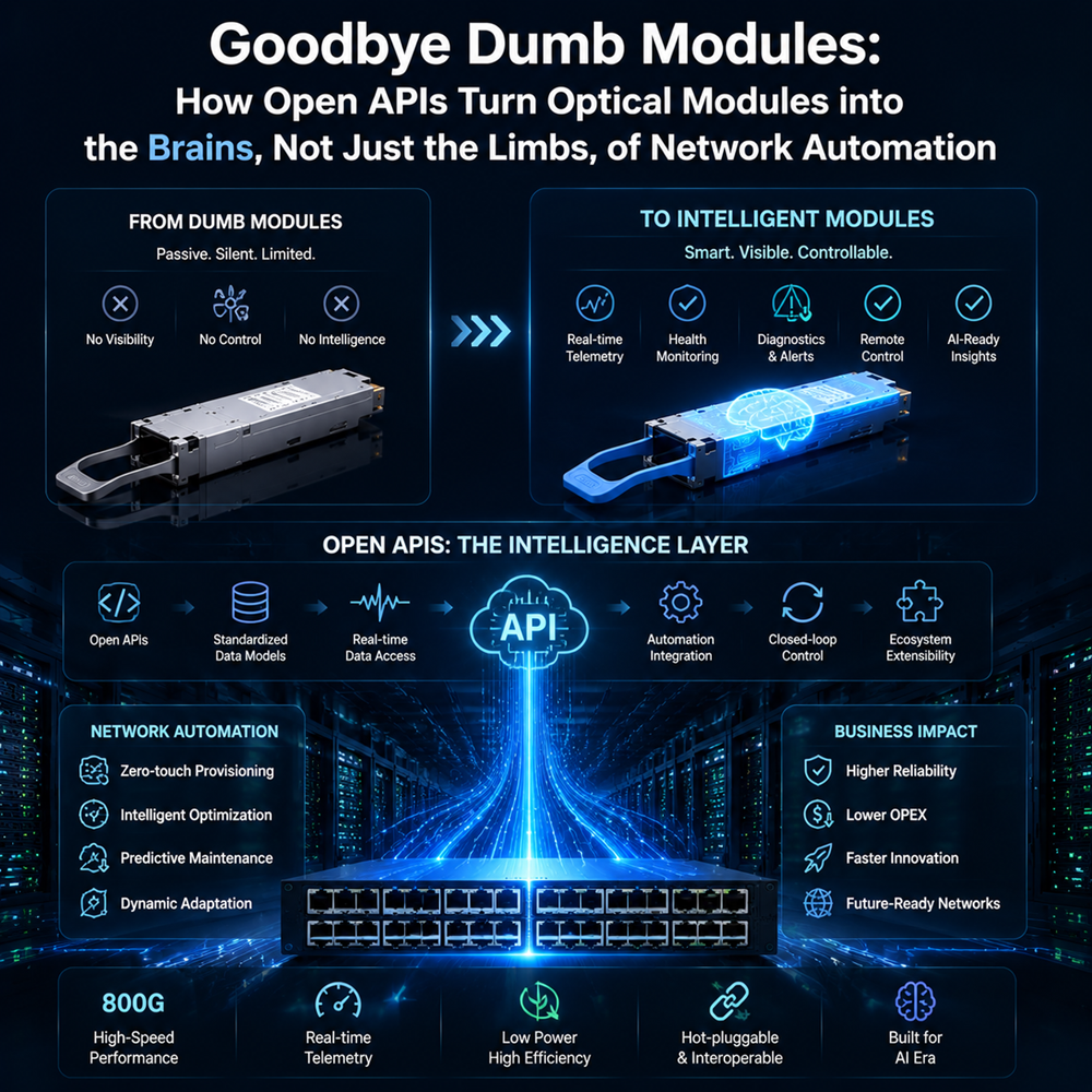 Goodbye Dumb Modules: How Open APIs Turn Optical Modules into the Brains, Not Just the Limbs, of Network Automation