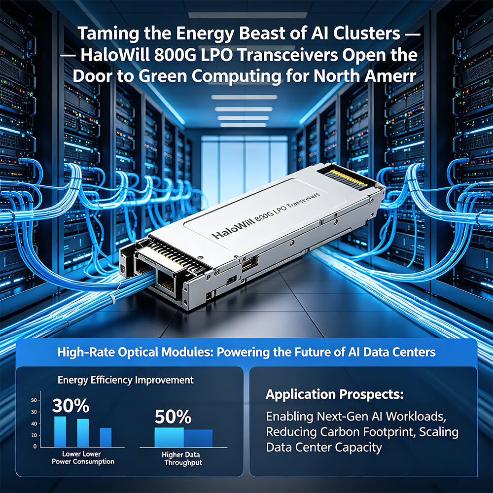 Taming the Energy Beast of AI Clusters — HaloWill 800G LPO Transceivers Open the Door to Green Computing for North American Data Centers